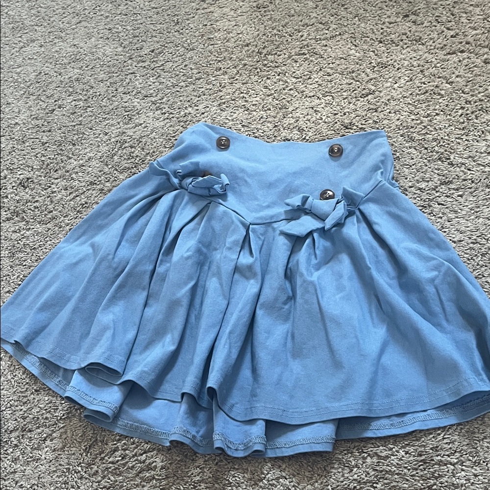 SHEIN Blue Skater Skirt with Button Accents